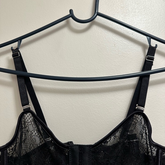 Acelandy Black Lace Corset Lingerie Top W/ Garter Size S/M NWT - Picture 2 of 13